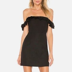 Revolve By The Way Ruffle Off Shoulder Mini Dress Black
